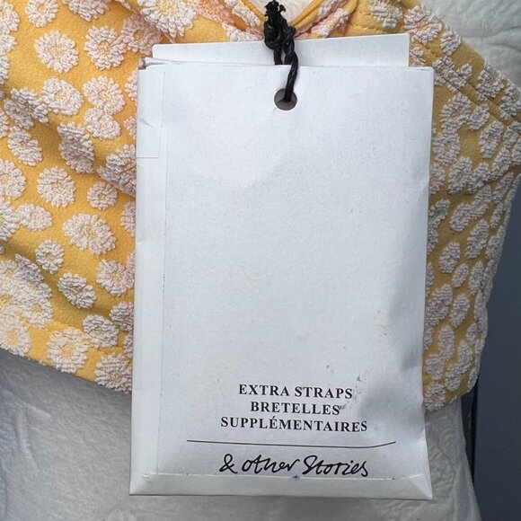 & Other Stories Yellow Floral Textured Bandeau Bikini Top Size 10 NWT - Picture 5 of 10